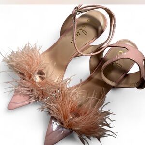Lulu's Blush Feathered Heels
